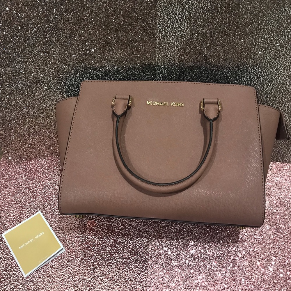 Dark tan/beige Michael Kors satchel